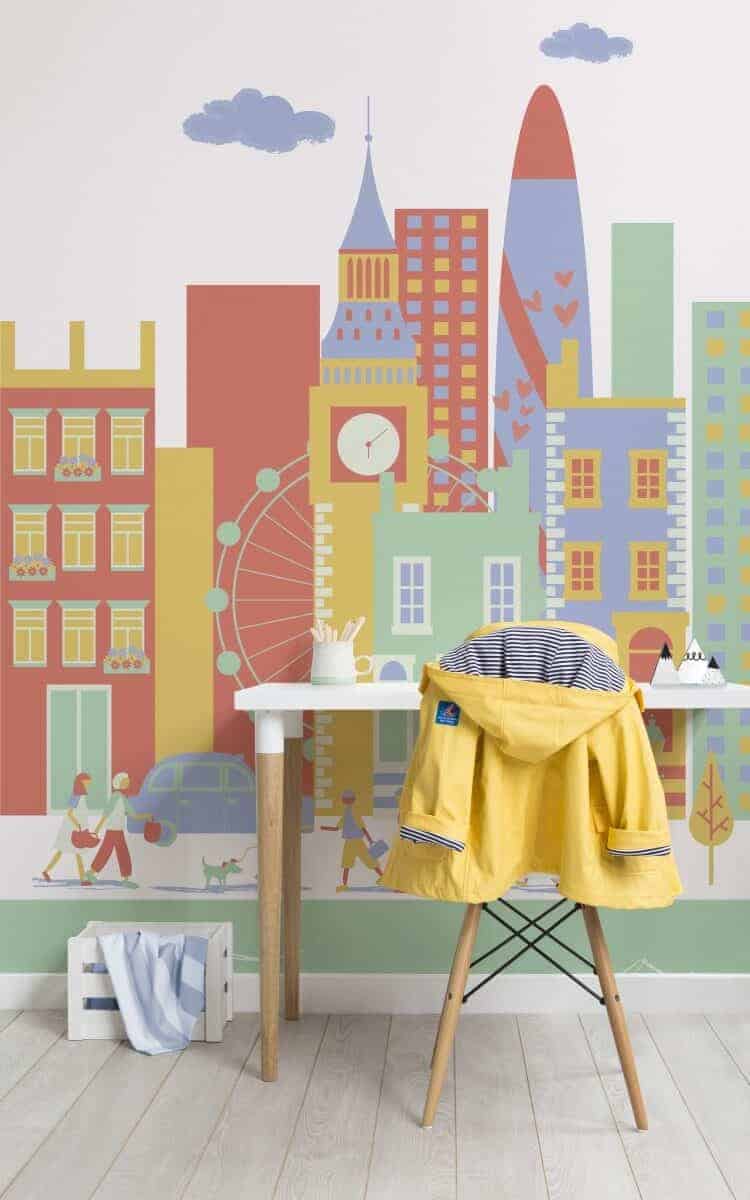 childrens wallpaper,yellow,room,wallpaper,interior design,furniture