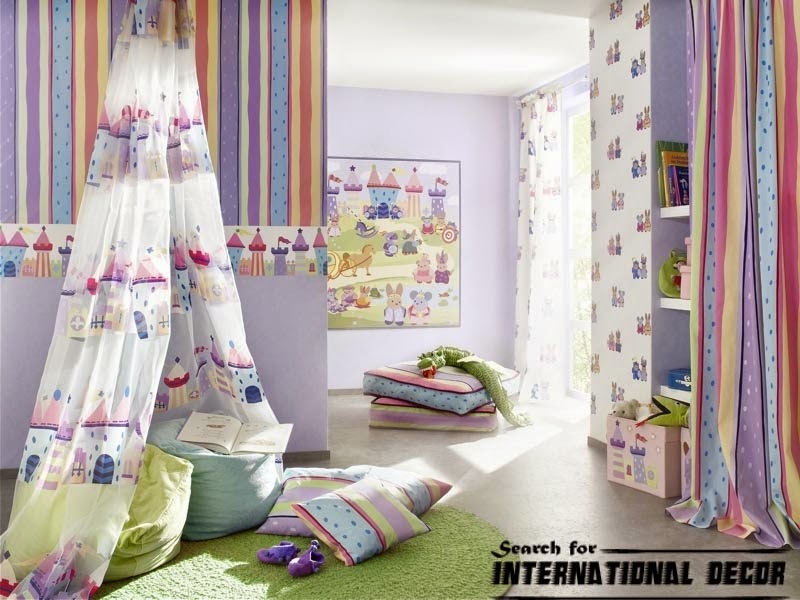 childrens wallpaper,curtain,room,interior design,window treatment,textile (53456) WallpaperUse