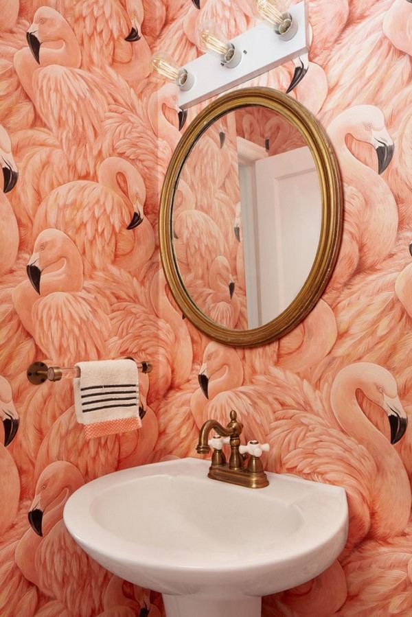 carta da parati per il bagno,rosa,bagno,camera,specchio,parete