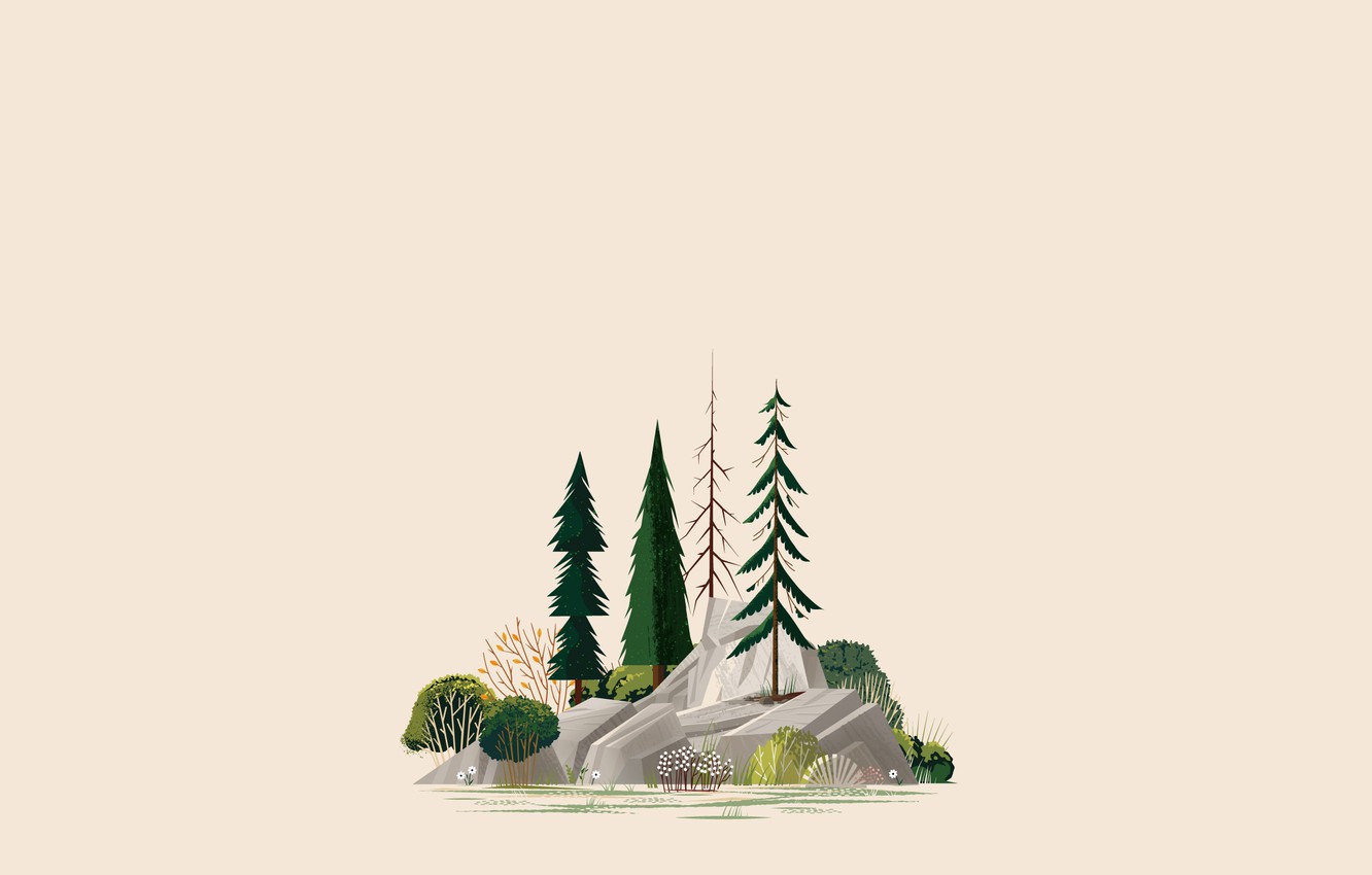 simple wallpaper,green,tree,plant,landscape,illustration