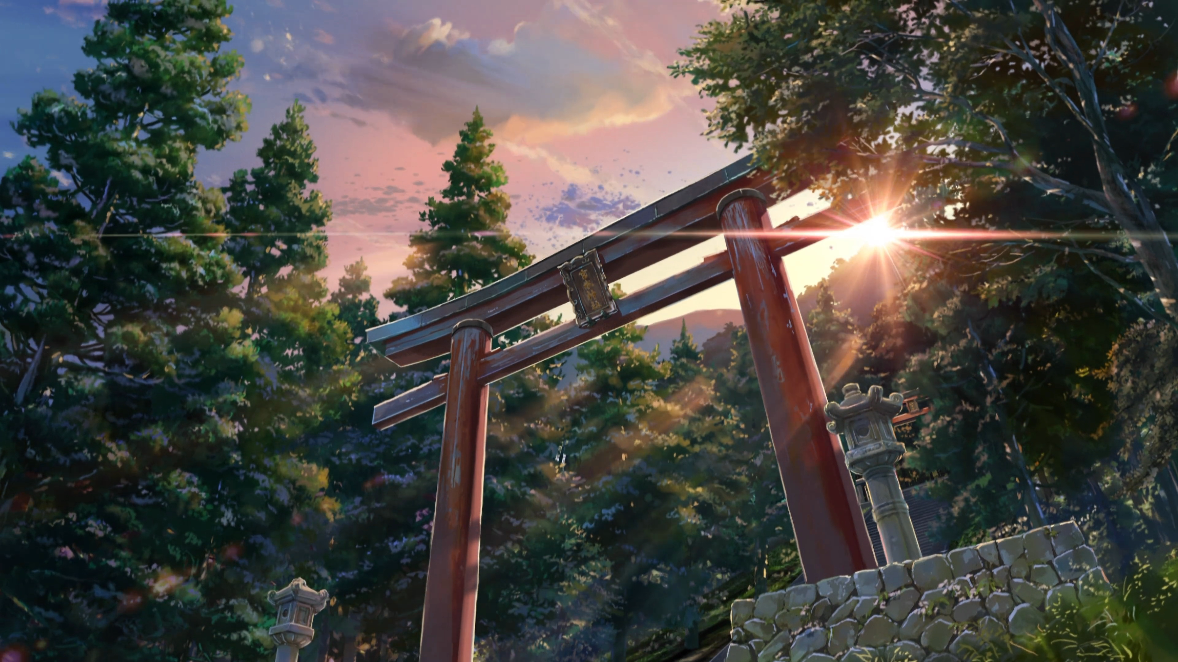 fondo de pantalla wa,naturaleza,cielo,torii,árbol,mañana