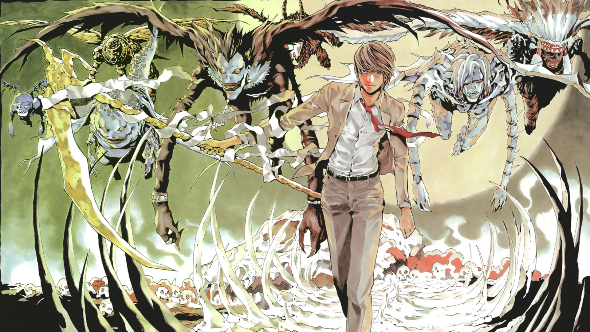 death note wallpaper,illustration,anime,kunst,fiktion,erfundener charakter