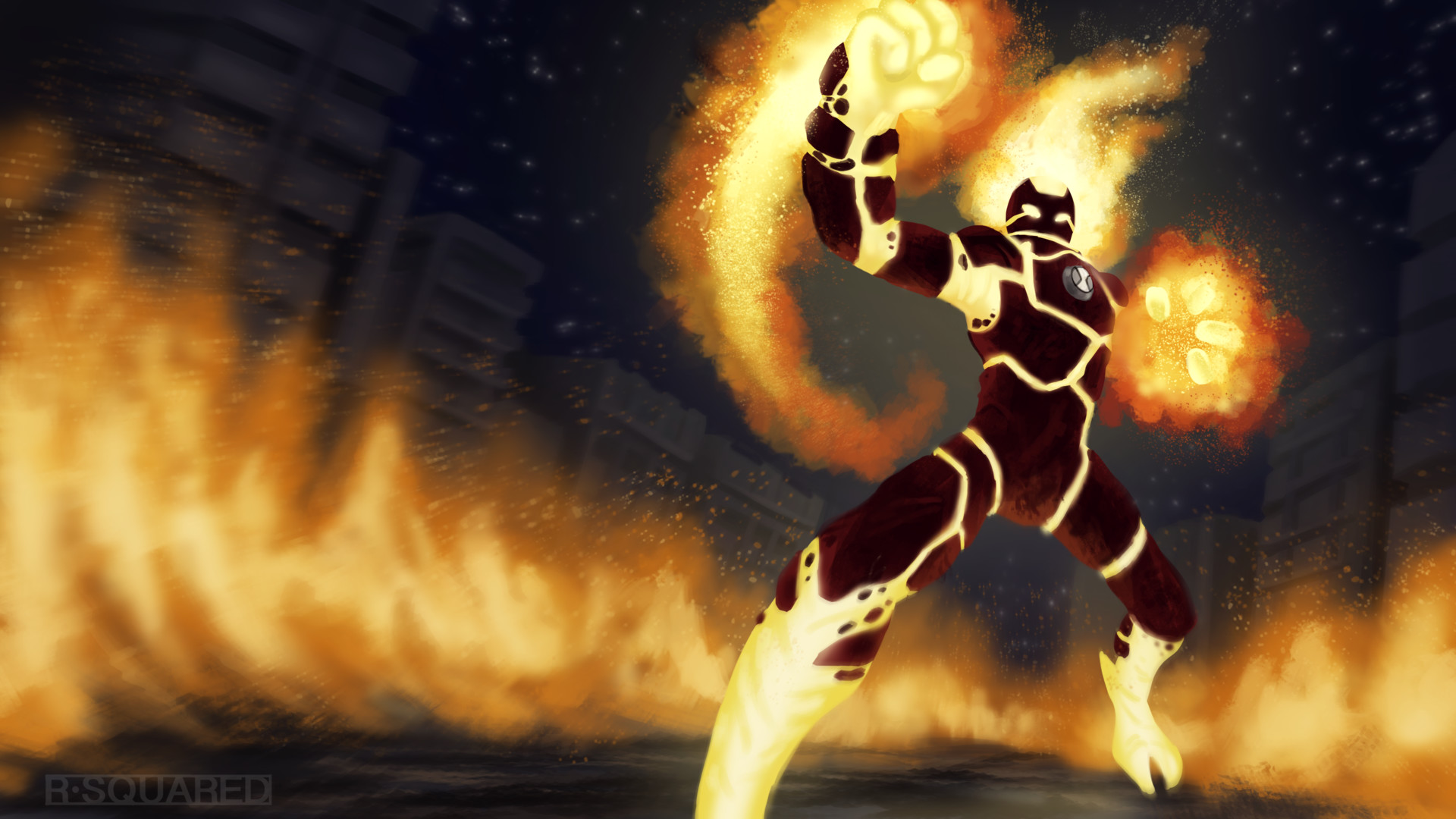 ben 10 wallpaper,fantastic four,fictional character,human torch,cg artwork