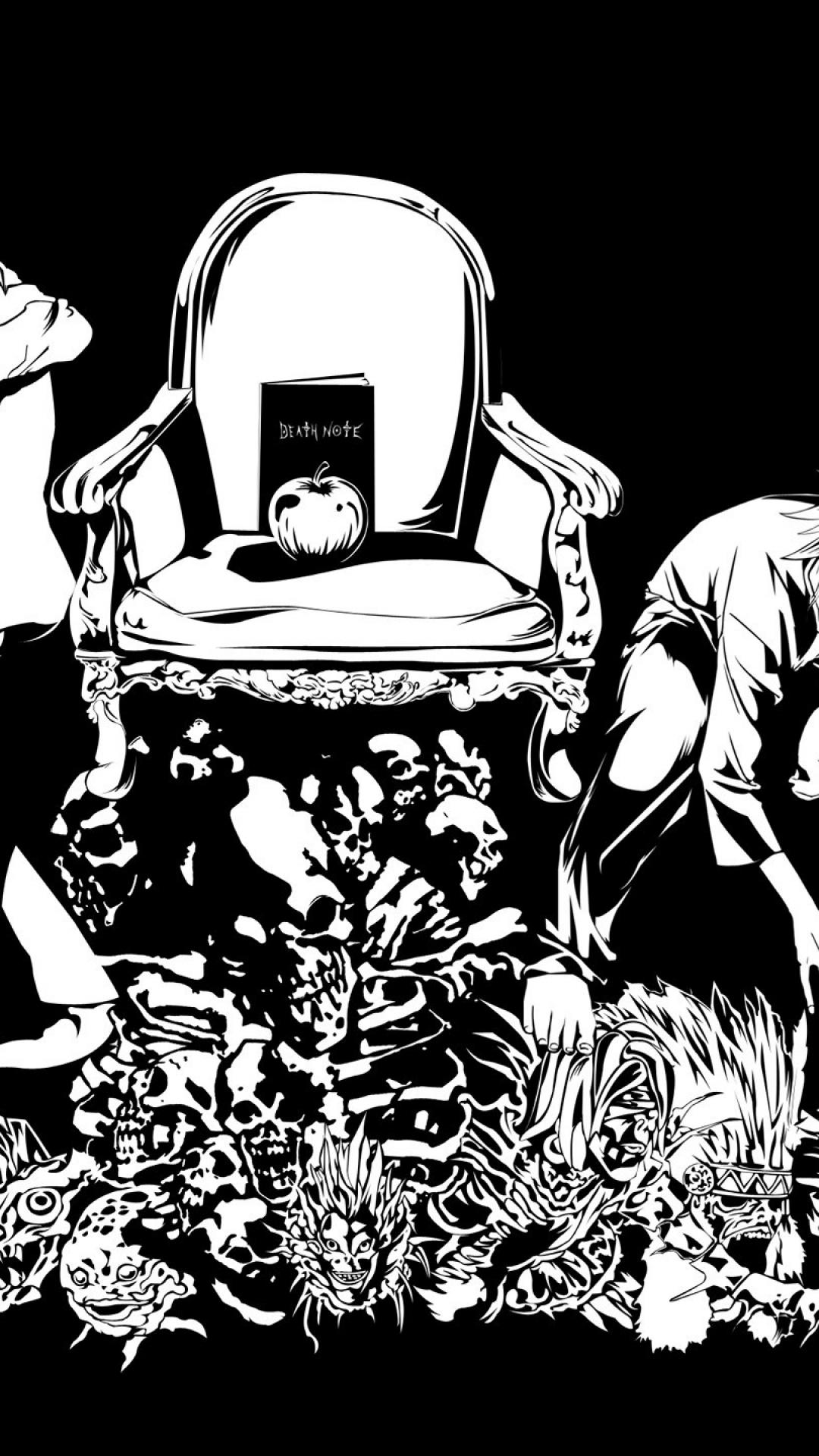 fond d'écran death note,noir et blanc,illustration,conception,table,clipart