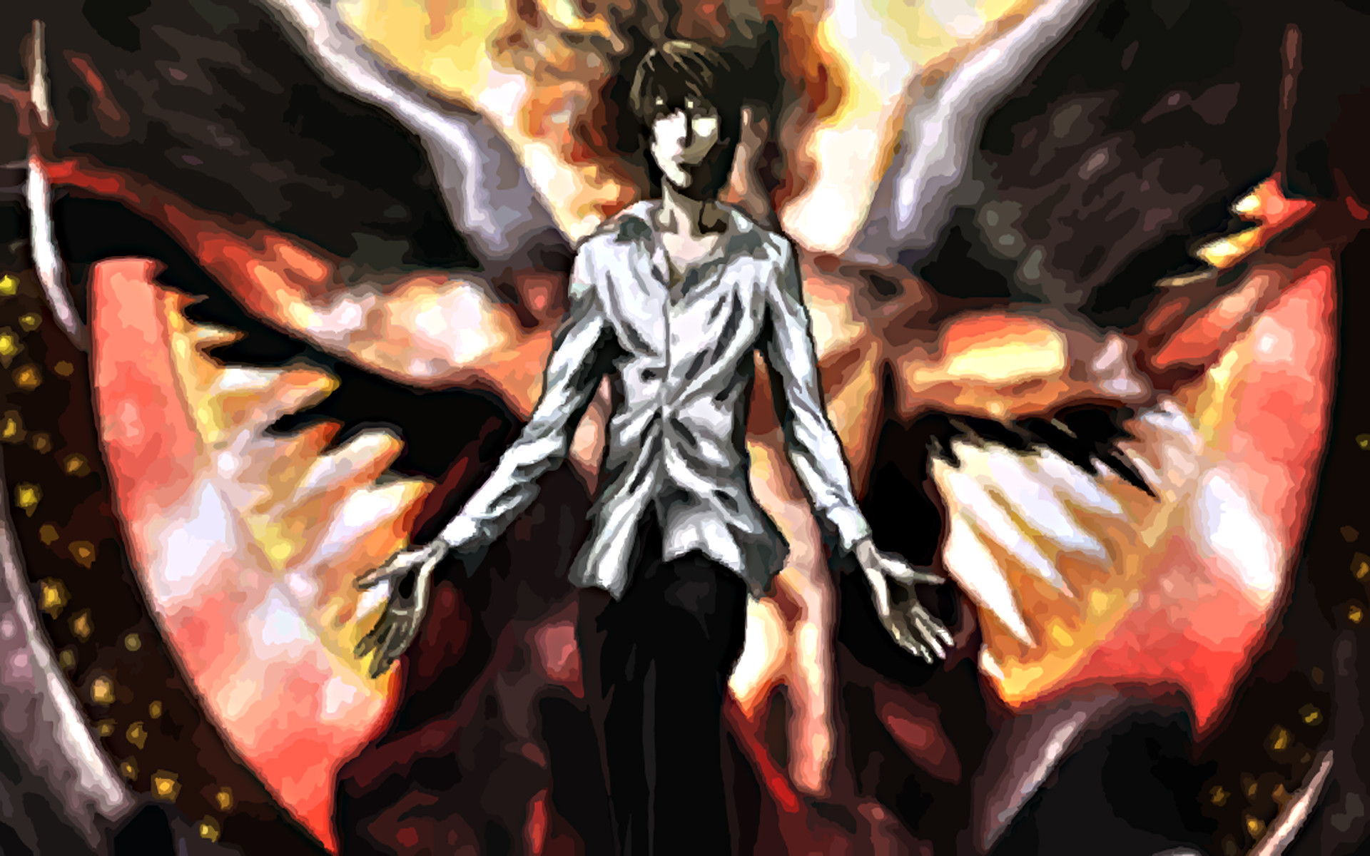 fond d'écran death note,oeuvre de cg,anime,personnage fictif,démon,créature surnaturelle