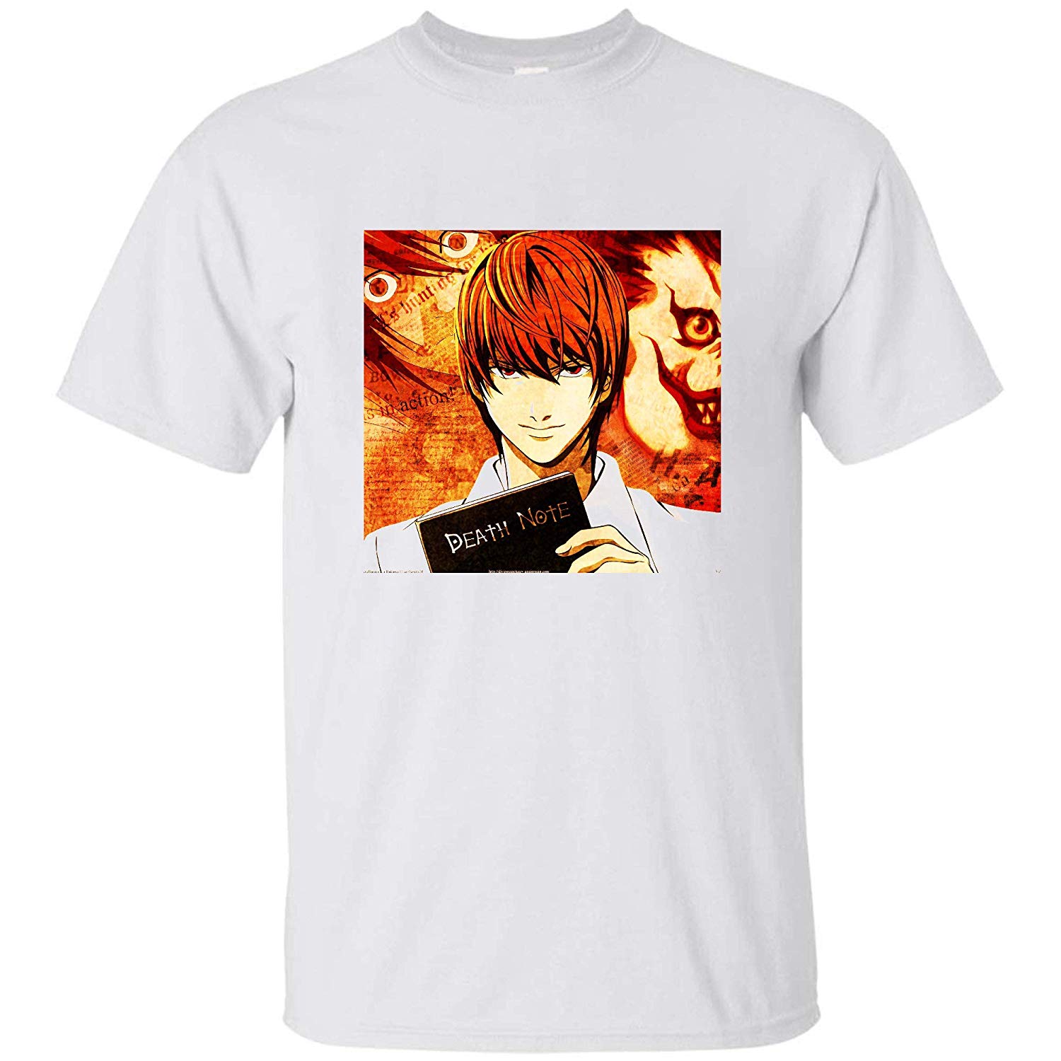 death note wallpaper,t shirt,clothing,top,orange,sleeve