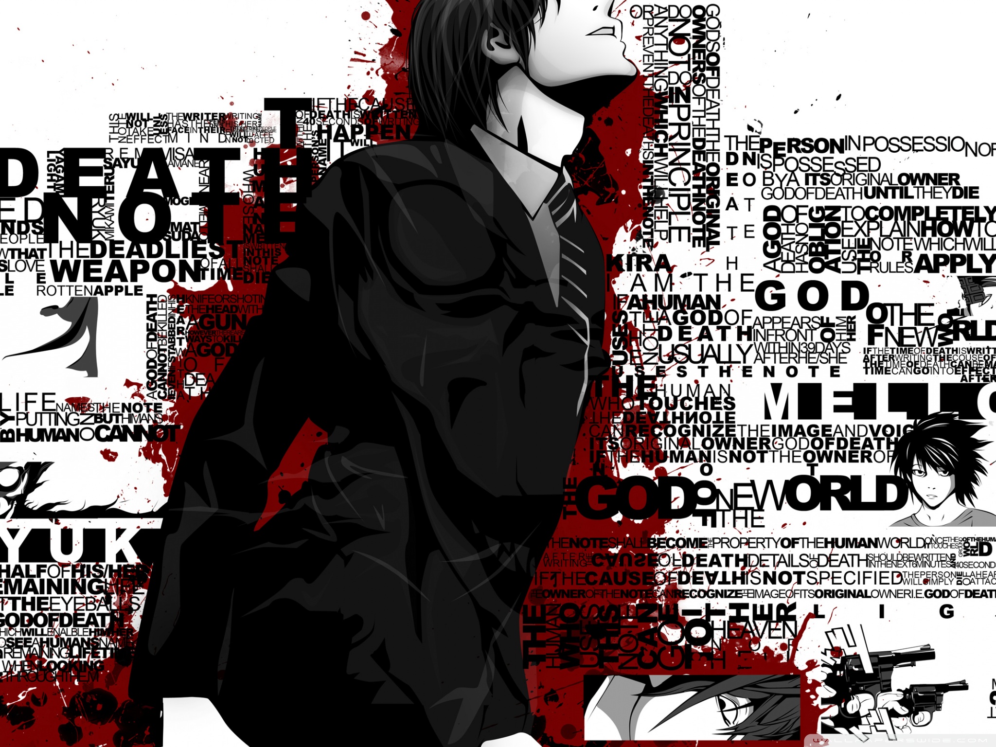 death note wallpaper,font,graphic design,album cover,black hair,poster