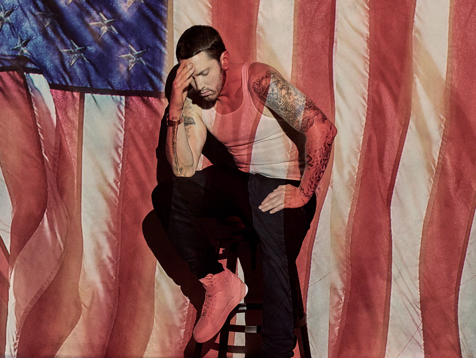 eminem wallpaper,human,textile,muscle,curtain,photography