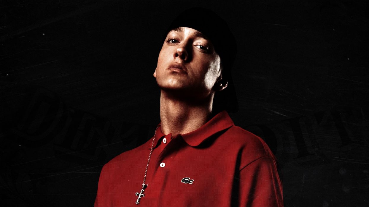 eminem wallpaper,red,cheek,audio equipment,chin,human