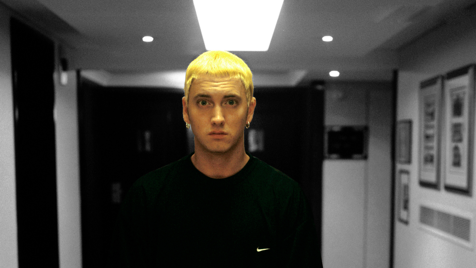 eminem wallpaper,face,head,yellow,forehead,t shirt