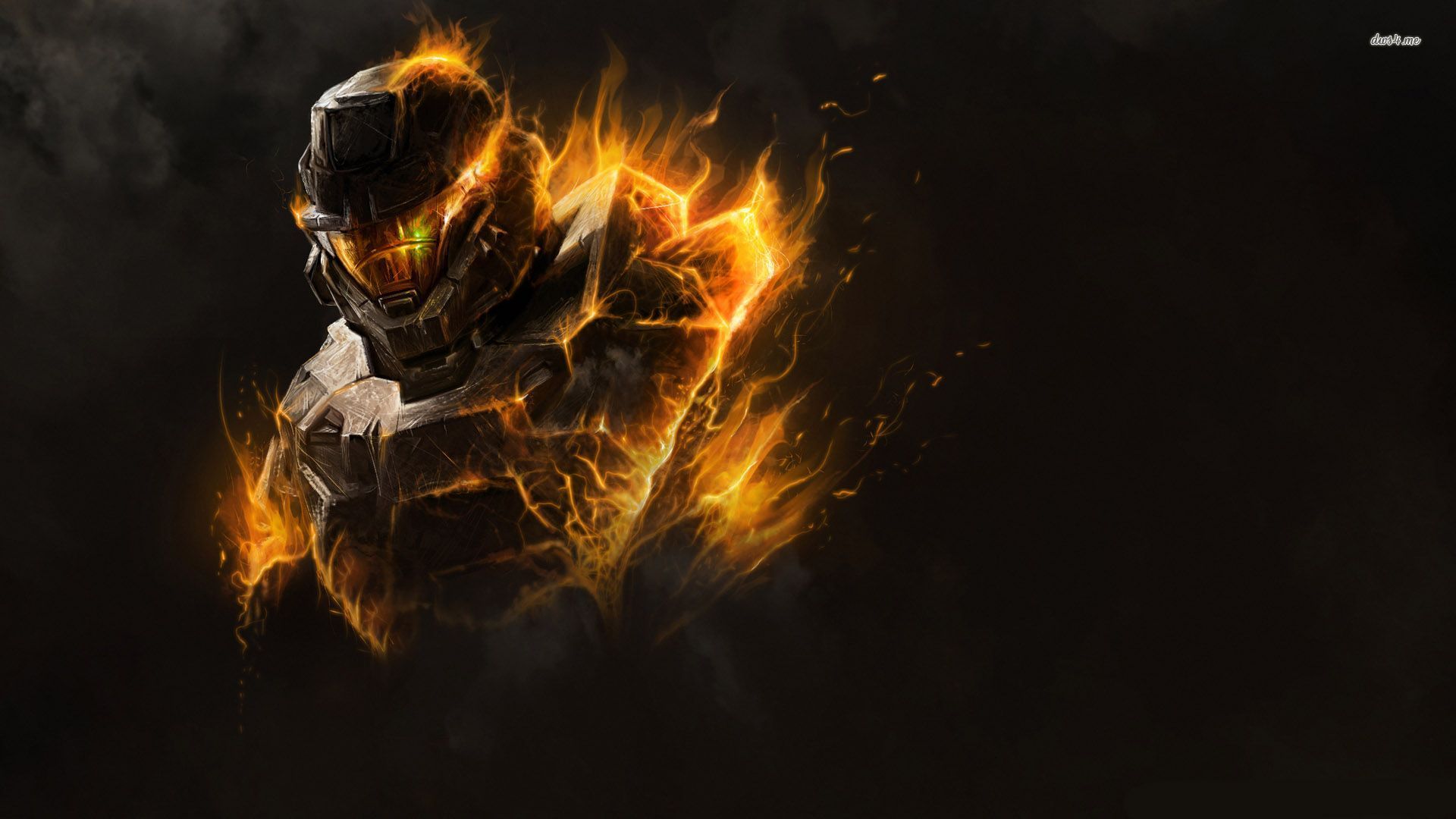 halo wallpaper,flame,fire,cg artwork,darkness,fictional character