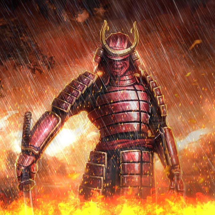 fire wallpaper,fictional character,demon,cg artwork,warlord,armour