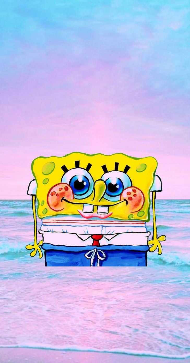 carta da parati spongebob,cartone animato,cielo,acqua,estate,animazione