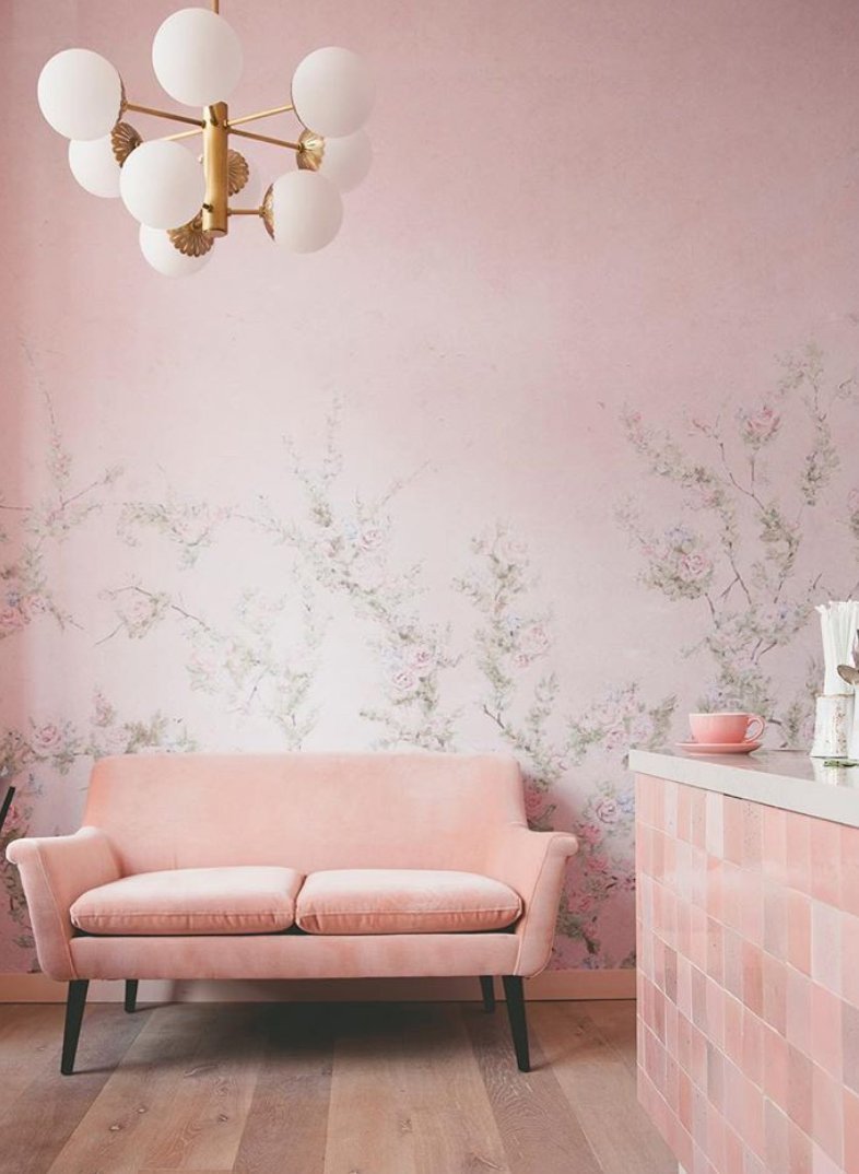 달콤한 벽지,분홍,방,벽,가구,인테리어 디자인