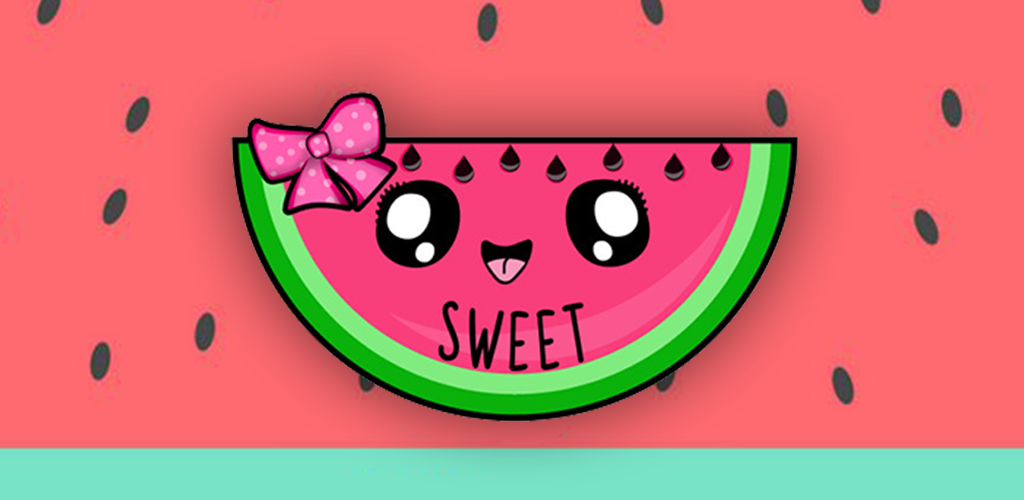 sweet wallpaper,green,melon,pink,watermelon,cartoon