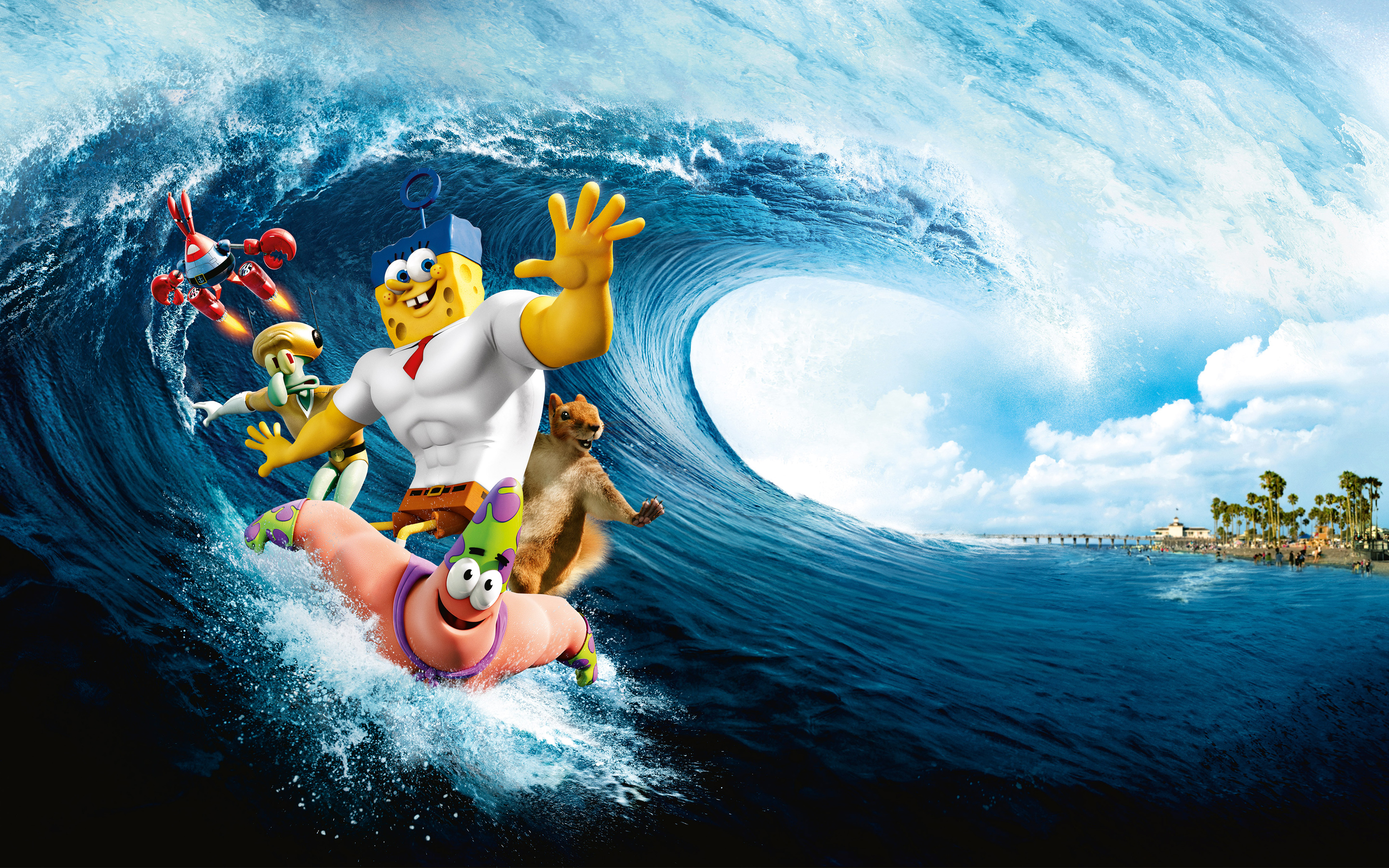 carta da parati spongebob,cartone animato,illustrazione,onda del vento,fare surf,divertimento