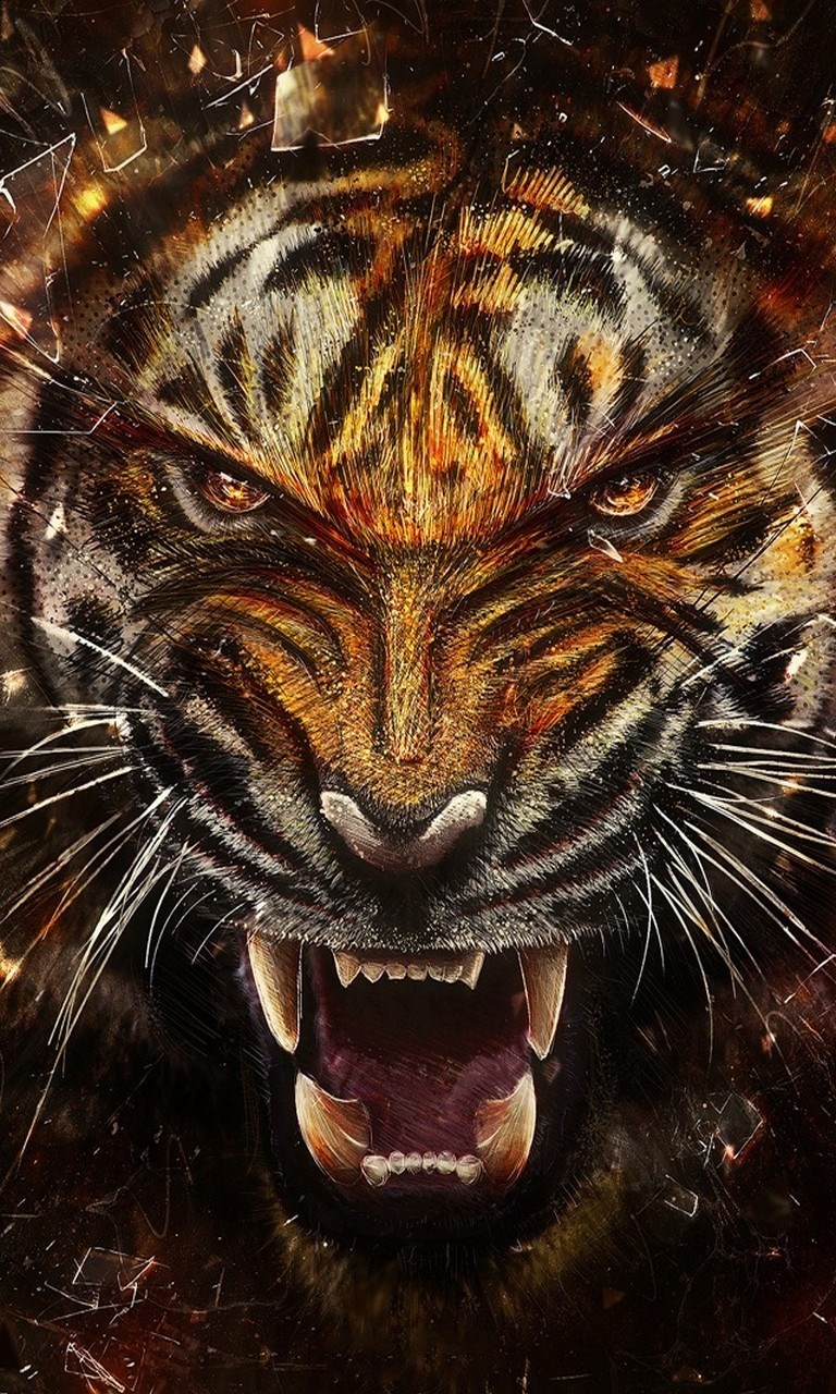tiger wallpaper,tiger,bengal tiger,roar,wildlife,terrestrial animal