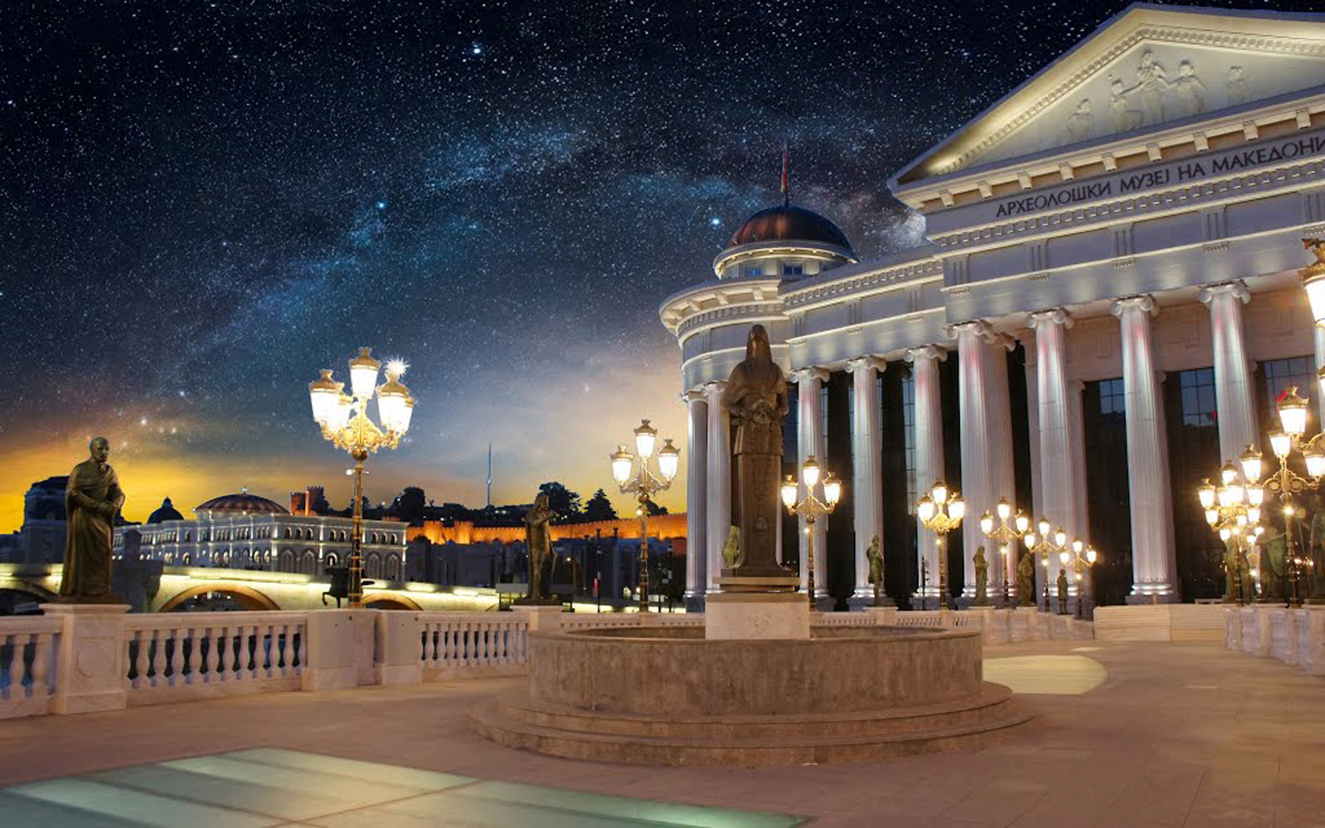 美術館の壁紙,空,建物,建築,夜,点灯