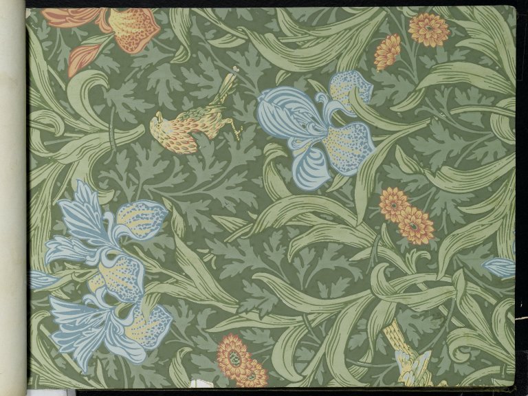 ウィリアムモリス壁紙サンプル,緑,タペストリー,パターン,葉,繊維