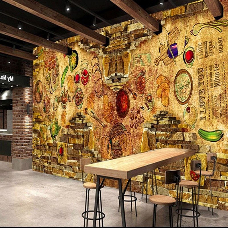 wallpaper for restaurant wall,interior design,wall,building,table,room
