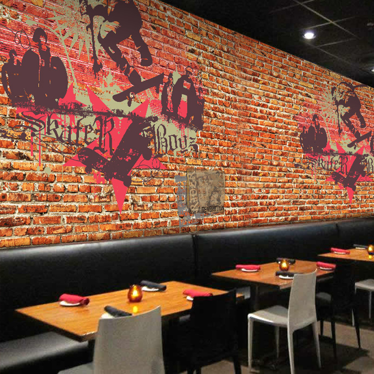 cafe wallpaper designs,restaurant,wall,interior design,brick,mural