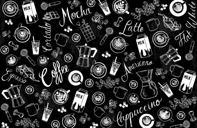 cafe tapeten designs,schriftart,text,muster,schwarz und weiß,illustration