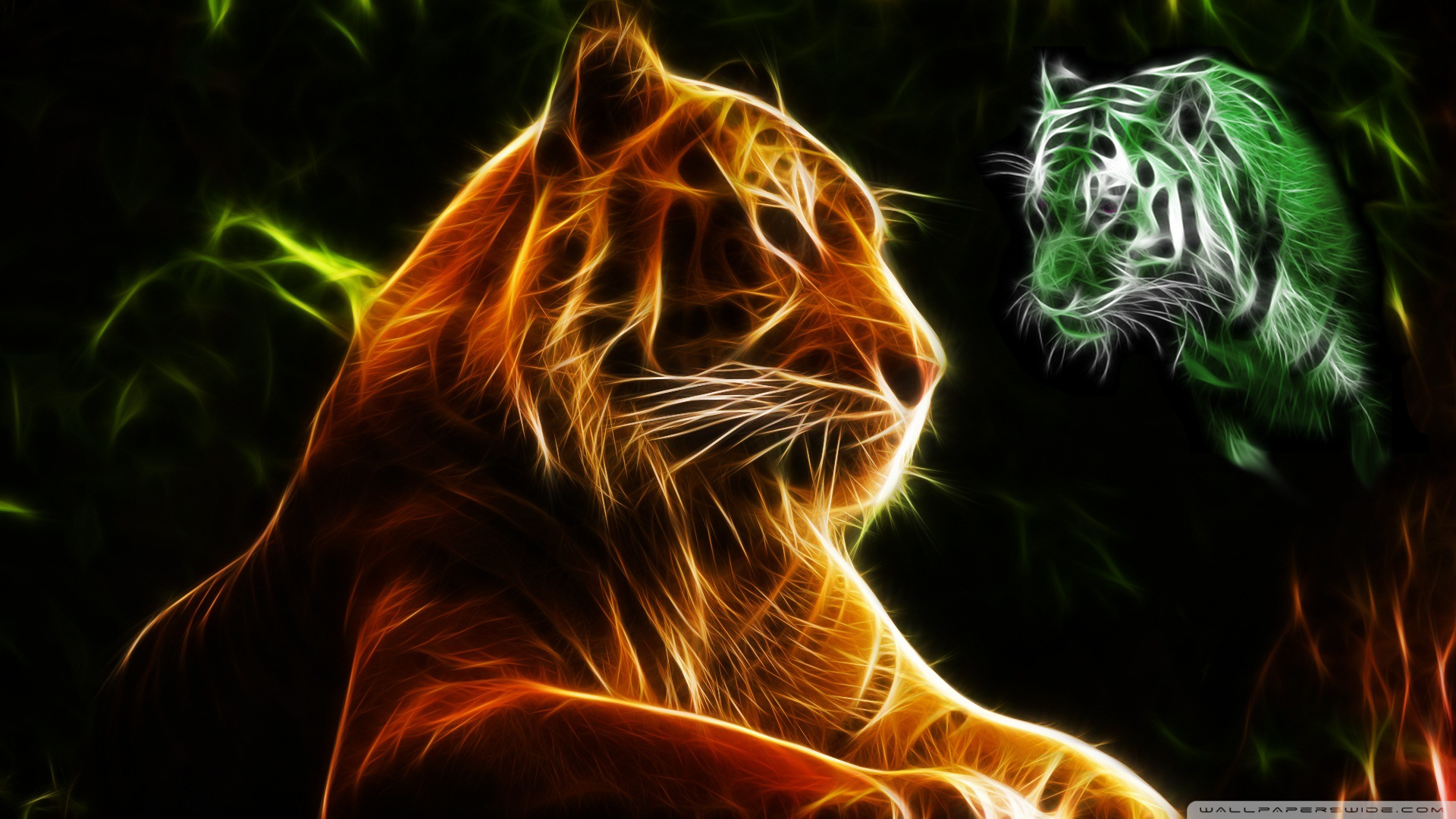 carta da parati tigre di fuoco,felidae,barba,natura,grandi gatti,illustrazione