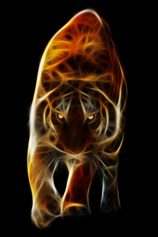 fire tiger wallpaper,fractal art,organism,felidae,bengal tiger,wildlife
