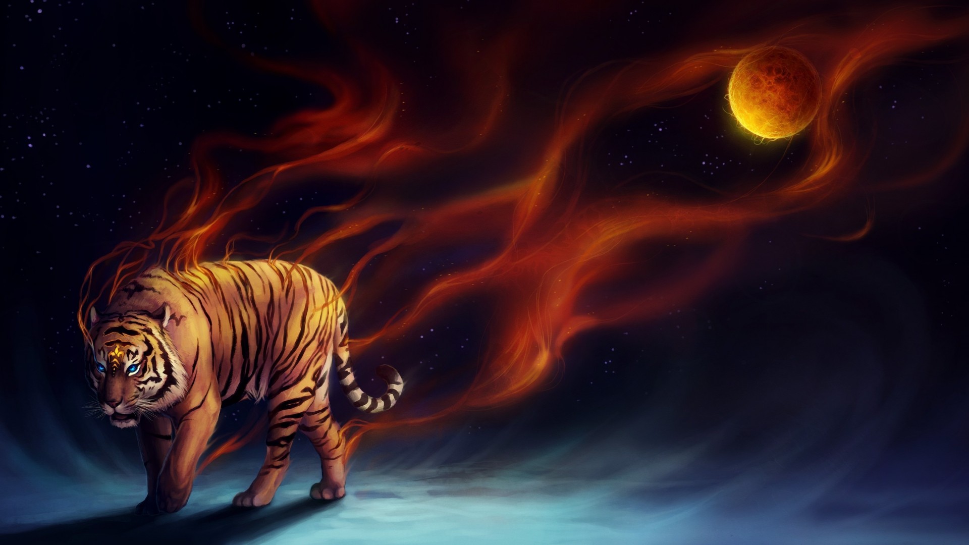 fire tiger wallpaper,bengal tiger,tiger,wildlife,felidae,big cats