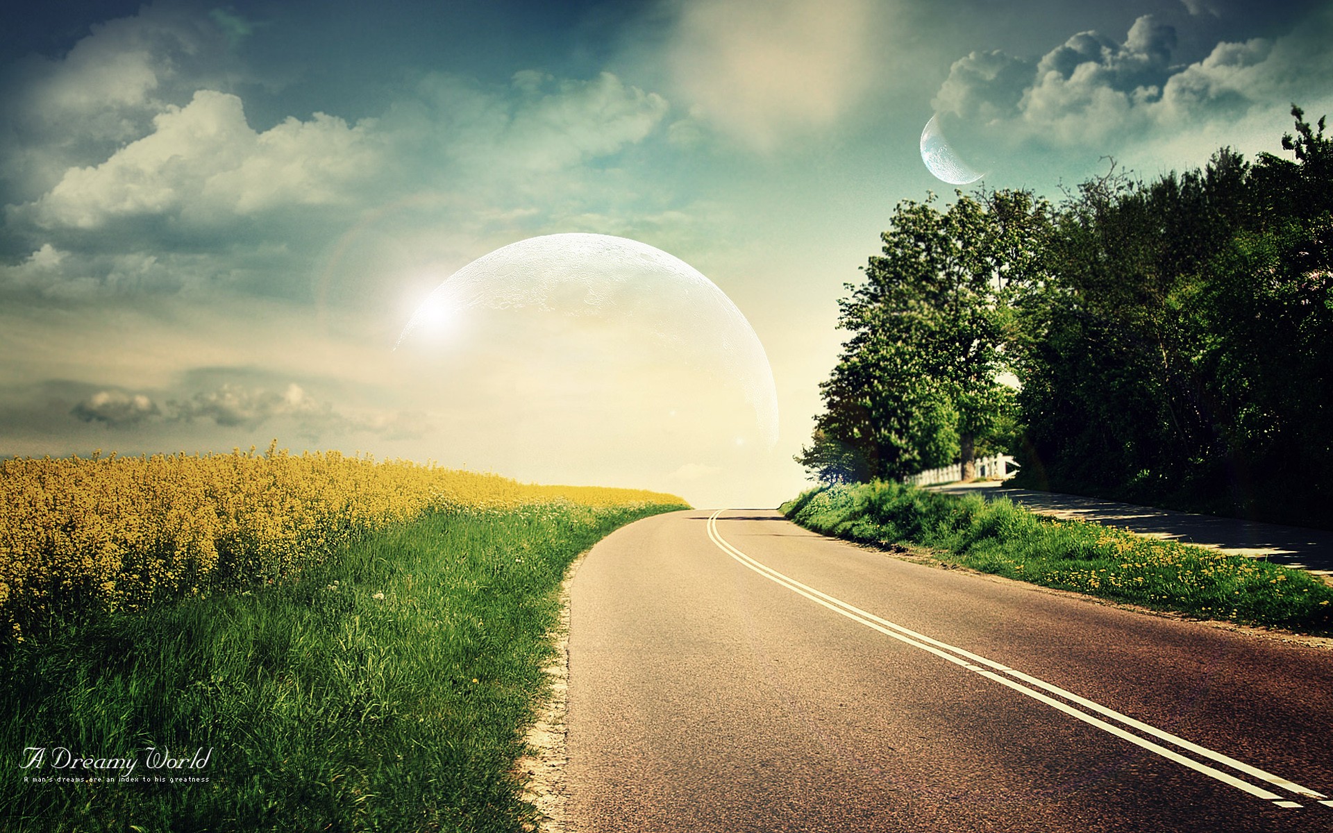 dream world wallpaper,sky,natural landscape,nature,road,cloud