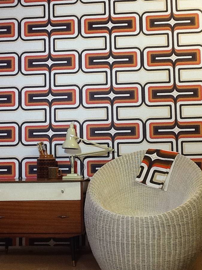 70s style wallpaper,wall,orange,wallpaper,interior design,table