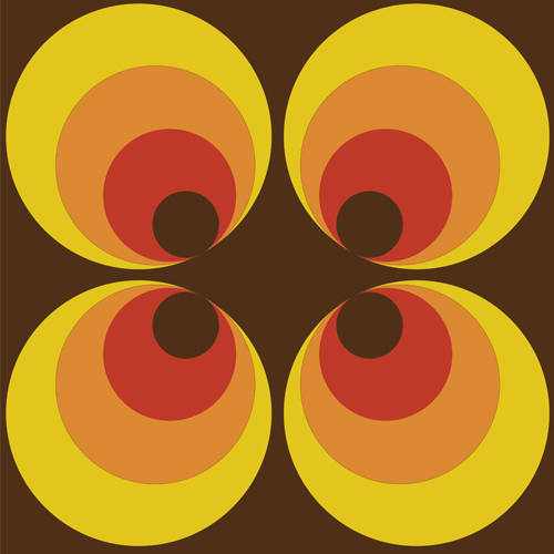 70 년대 스타일 벽지,노랑,원,주황색,삽화,무늬