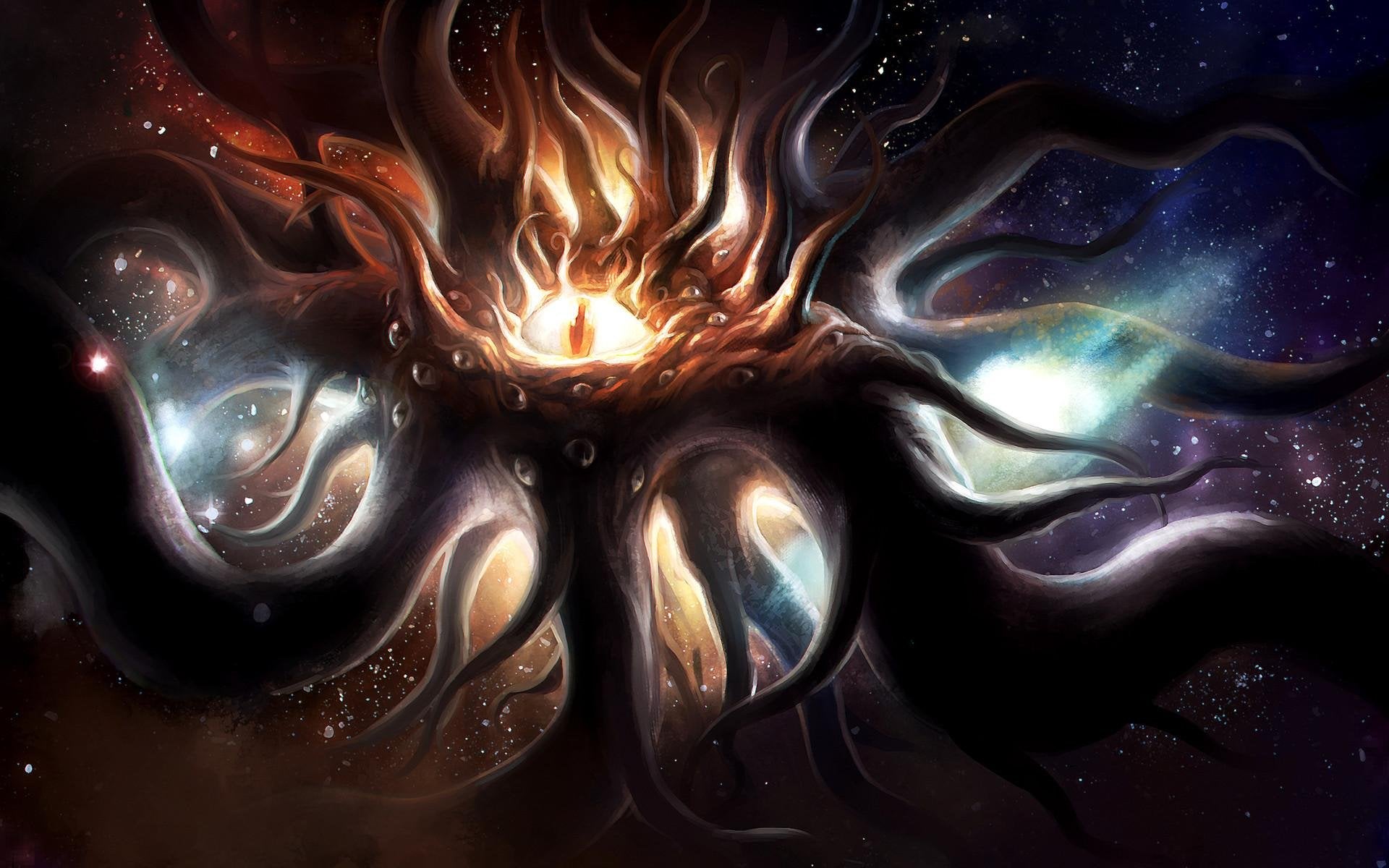 lovecraft wallpaper,fractal art,water,cg artwork,darkness,art