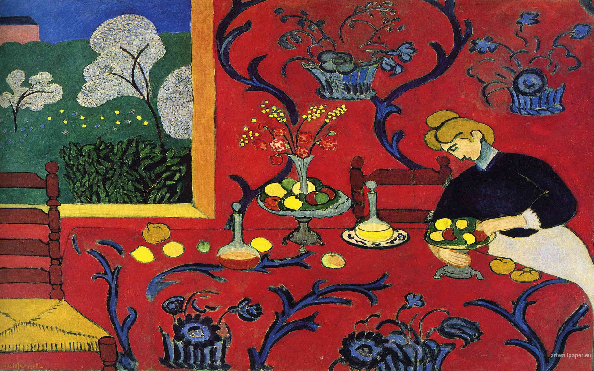 papier peint matisse,la peinture,rouge,art moderne,art,nature morte