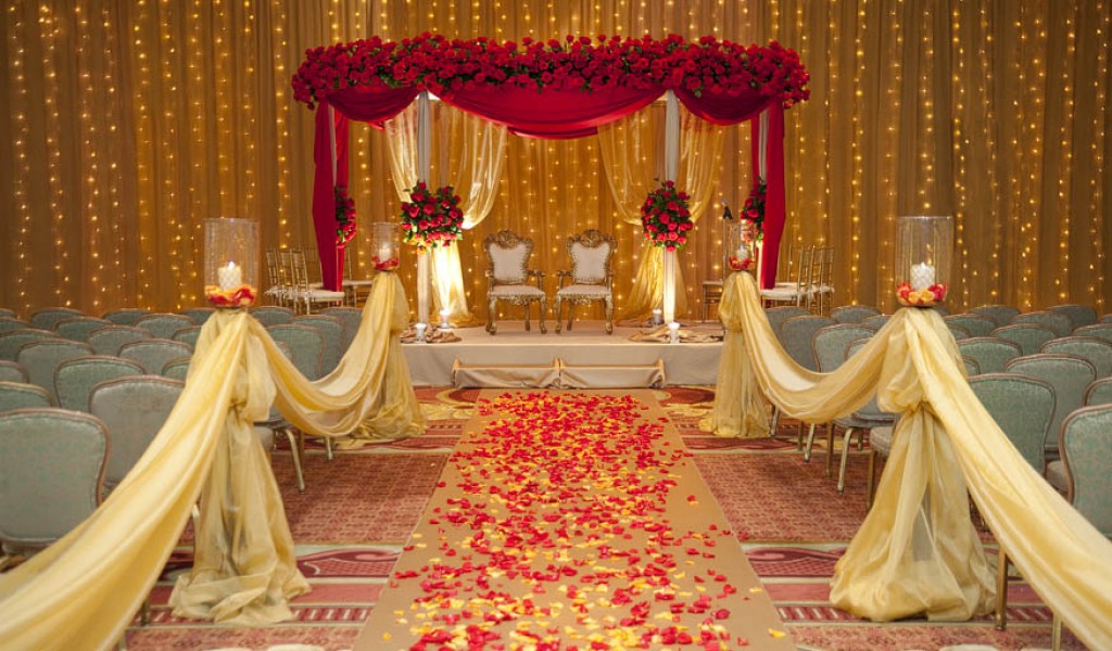 indian wedding wallpaper,decoration,function hall,stage,wedding banquet,curtain