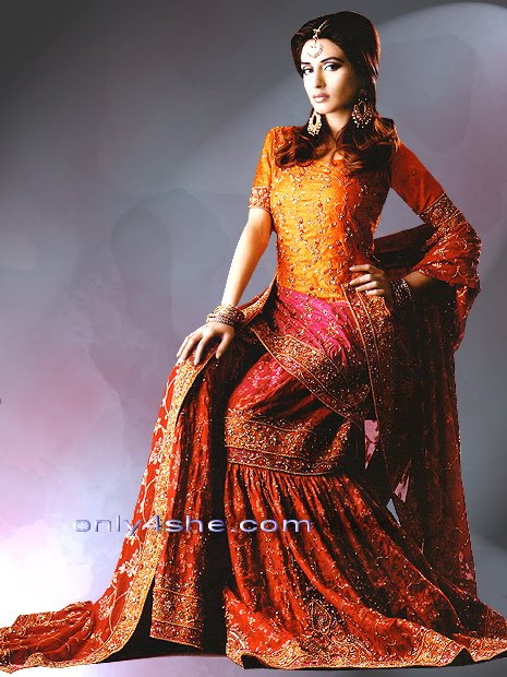 dulha dulhan mehndi entwirft tapeten,model,kleidung,orange,sari,formelle kleidung