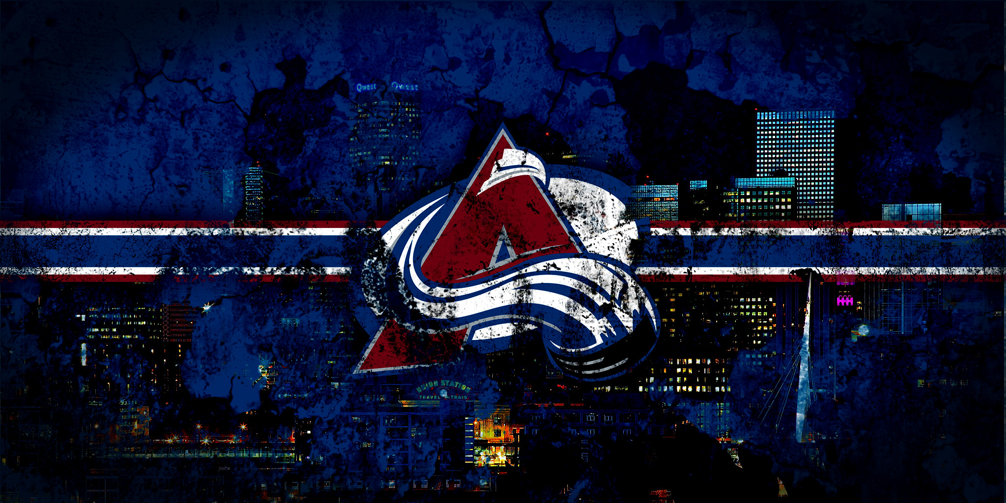 colorado avalanche wallpaper,blue,landmark,metropolitan area,city,night