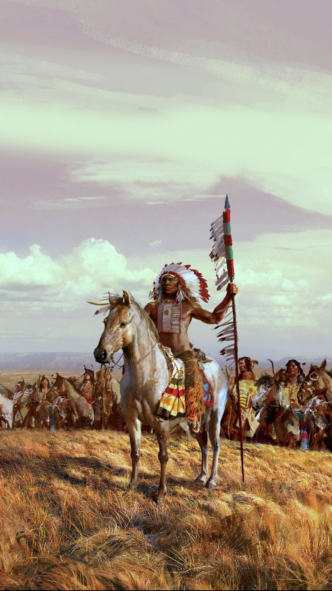 nativo americano fondo de pantalla hd,mitología,estepa,caballo,caballero,ilustración