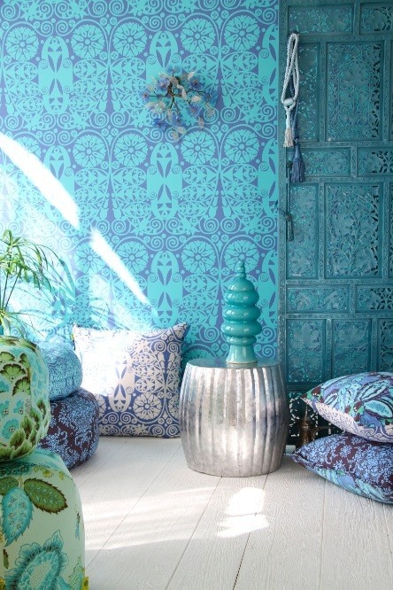 indian home wallpaper,aqua,blau,türkis,zimmer,grün