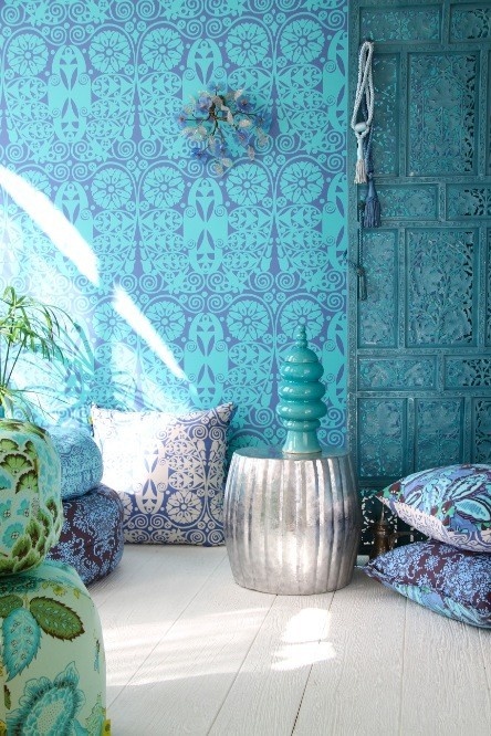 fond d'écran maison indienne,aqua,bleu,turquoise,chambre,vert