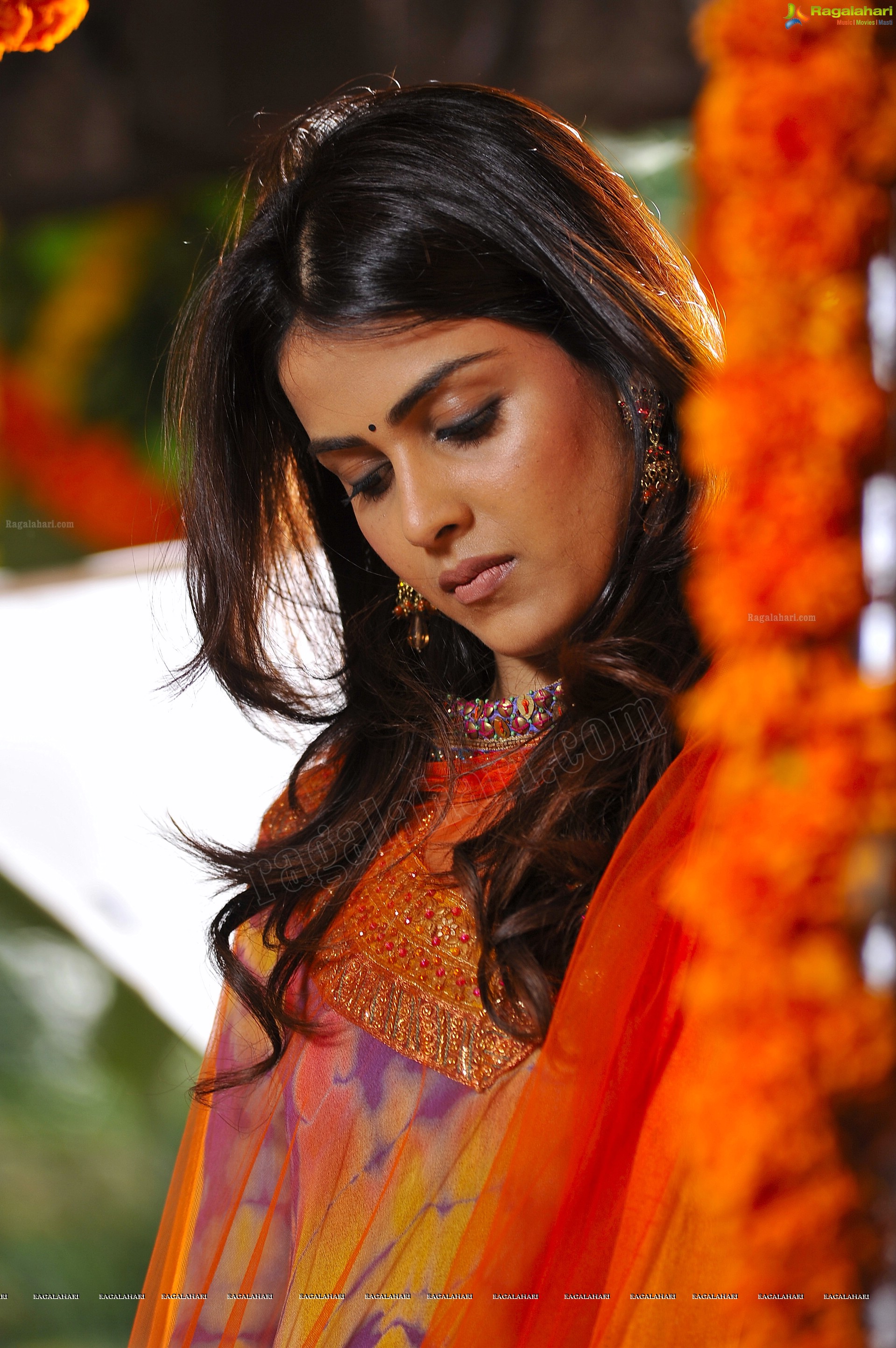 genelia hd wallpaper,haar,orange,fotoshooting,fotografie,sari