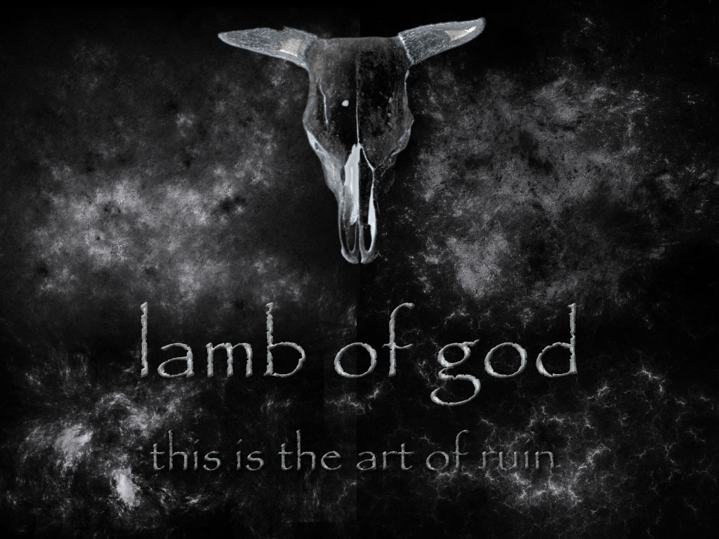 lamb of god wallpaper,darkness,black and white,font,monochrome photography,wildlife