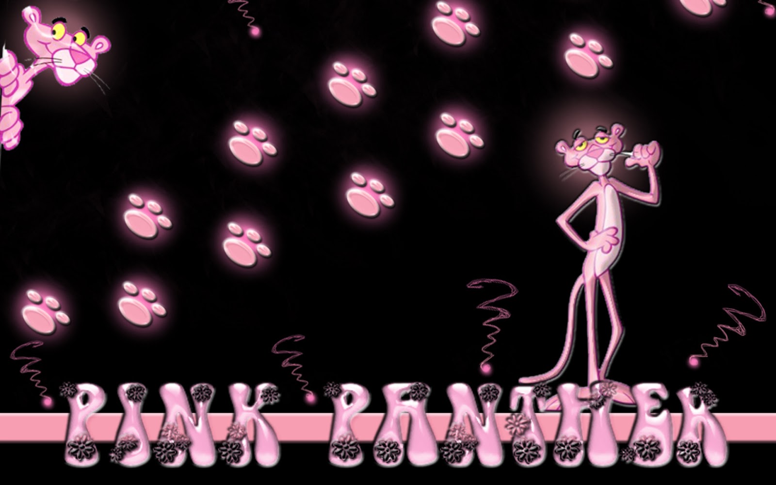 pink panther wallpaper,pink,font,text,light,graphic design