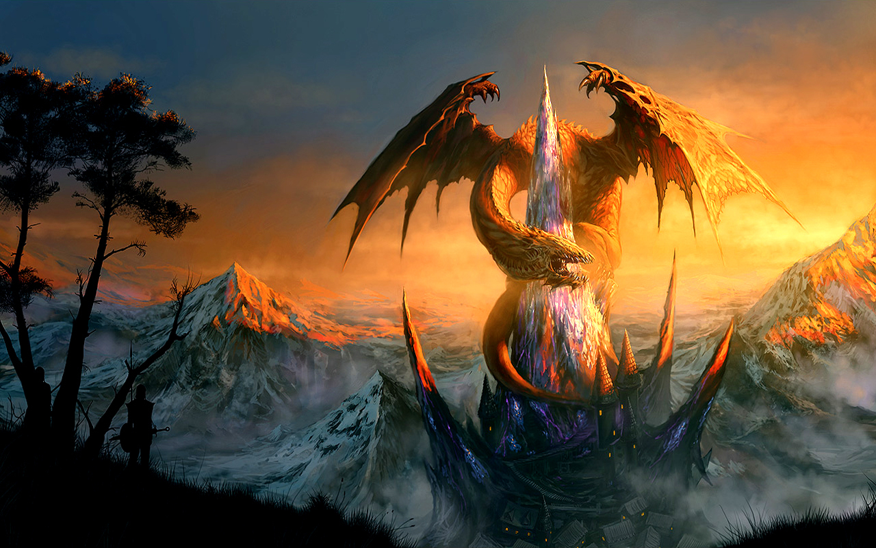 animated dragon wallpaper,cg artwork,dragon,sky,mythology,geological phenomenon