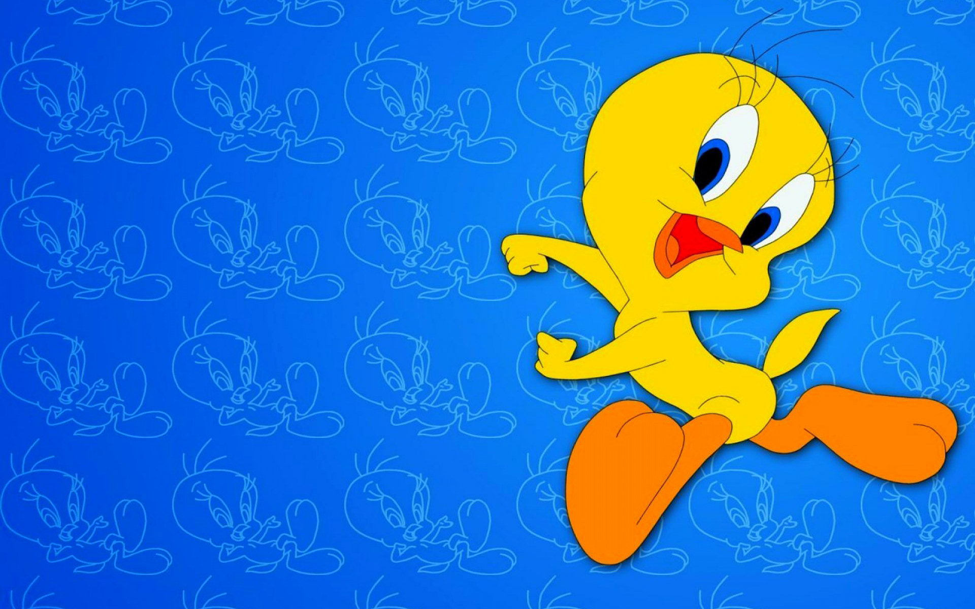 tweety wallpaper hd,animated cartoon,cartoon,blue,yellow,illustration