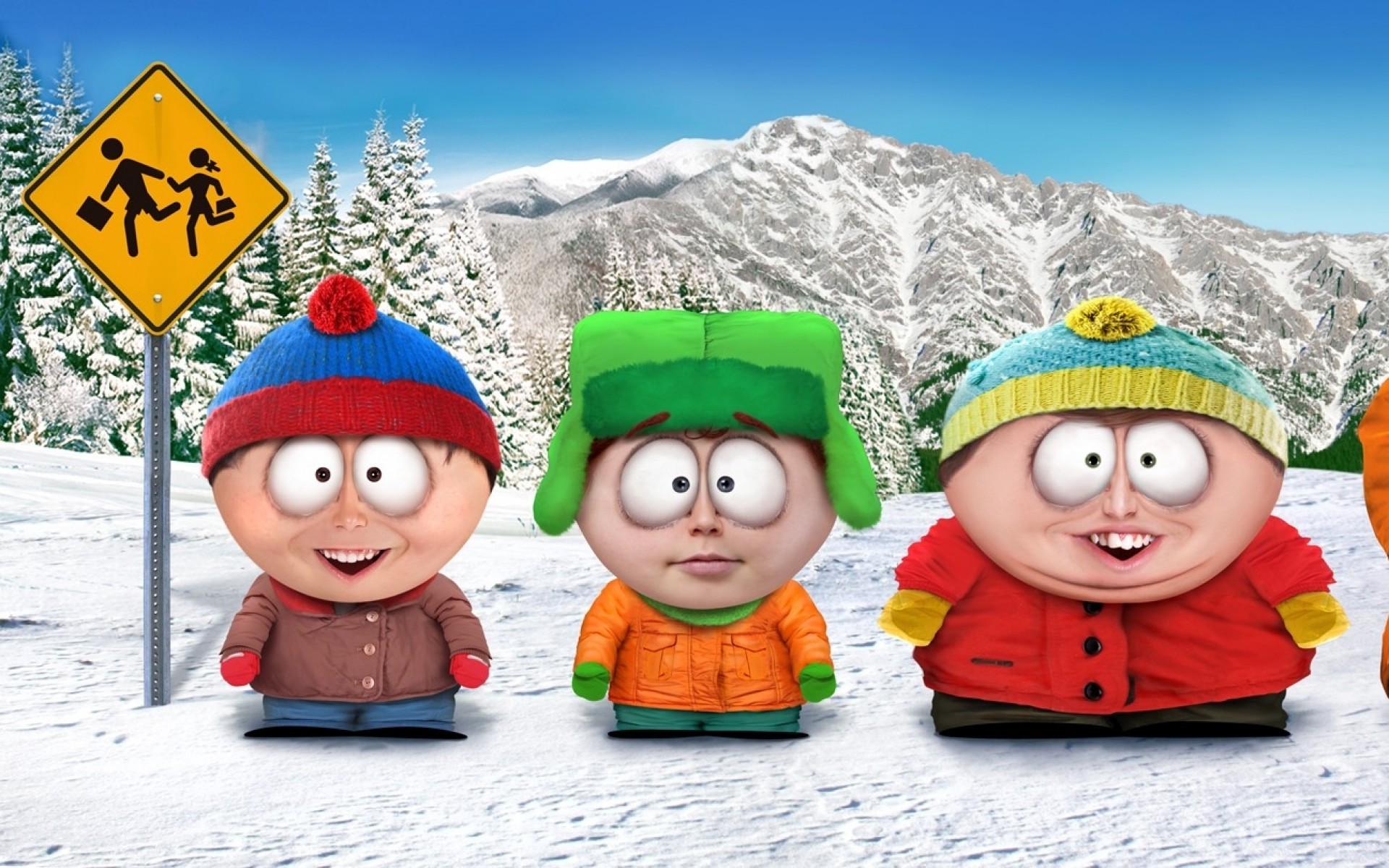 carta da parati cartman,cartone animato,cartone animato,inverno,animazione,divertimento