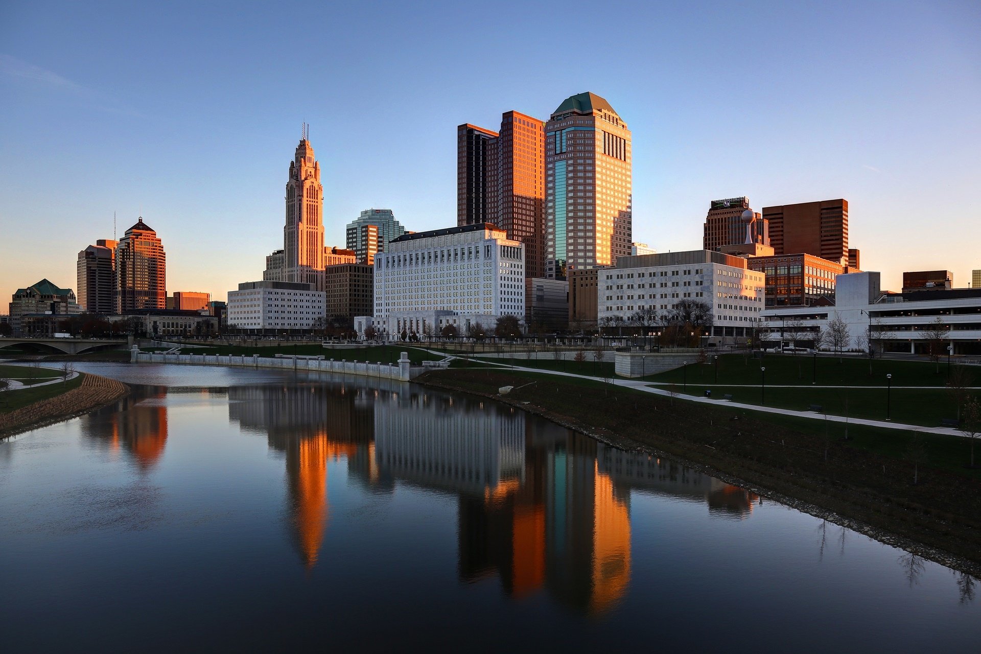 fondo de pantalla de ohio,paisaje urbano,ciudad,área metropolitana,horizonte,reflexión