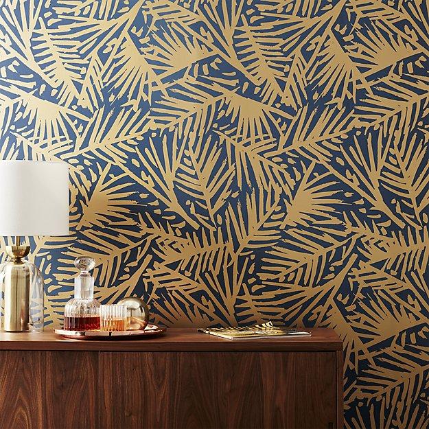navy and gold wallpaper,wall,wallpaper,shower curtain,pattern,tree