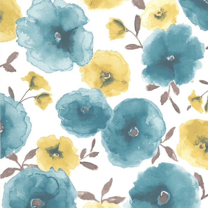 brown and teal wallpaper,blue,flower,watercolor paint,petal,plant