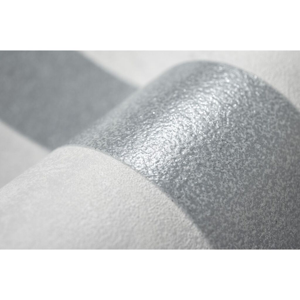 Helen Glitter Stripe Silver & White Wallpaper, , Large Macro